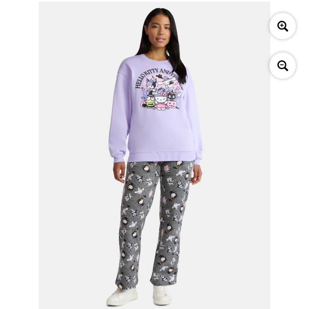 Hello Kitty Women’s Pewter Print Fleece Joggers Pants Size Small NWT - Picture 3 of 7